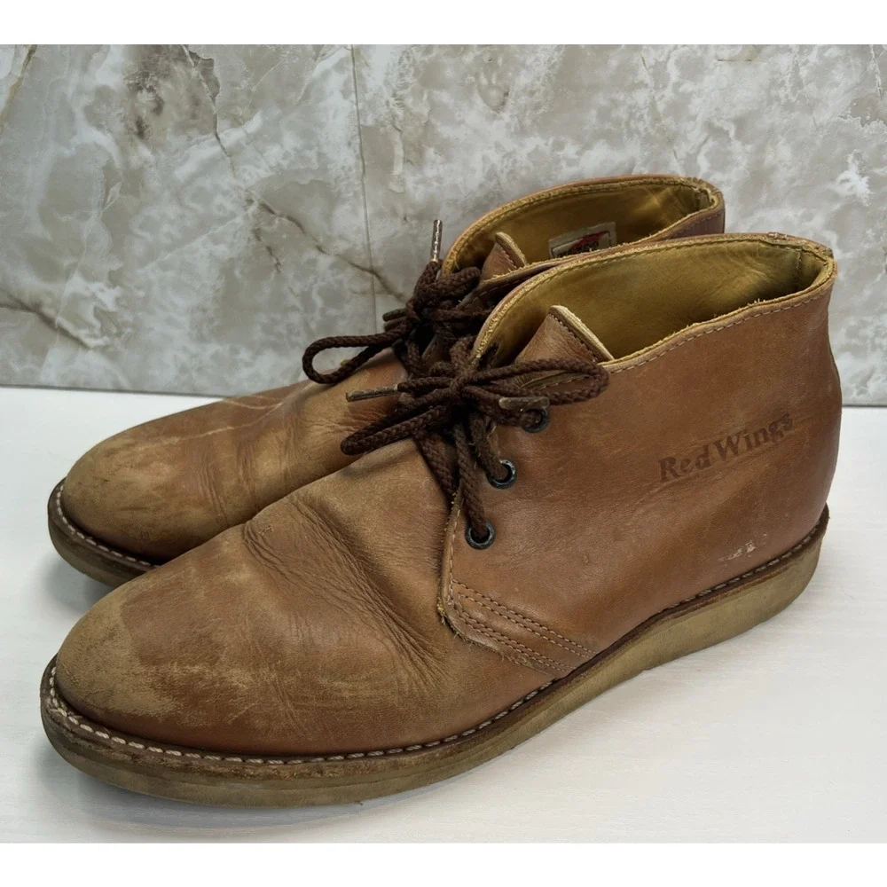 Vintage Red Wing 595 Chukka Leather Lace Up Boots Mens Sz 9 D - Made In USA
